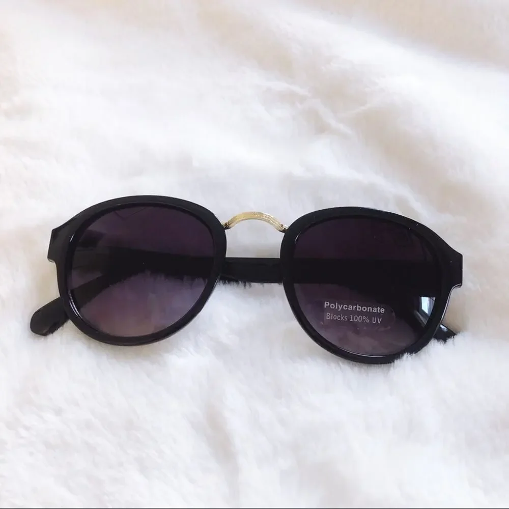 Mya Black & Gold Round Fashion Sunglasses